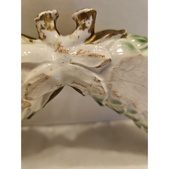 Vintage Kent Art Ware, Green Pinecones Holiday Christmas, Porcelain Japan Signed - Picture 2 of 11